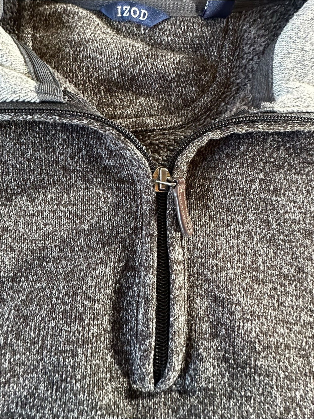 Izod Two-Tone Half-Zip Pullover - Dark Gray & Light Gray Large - Picture 6 of 13